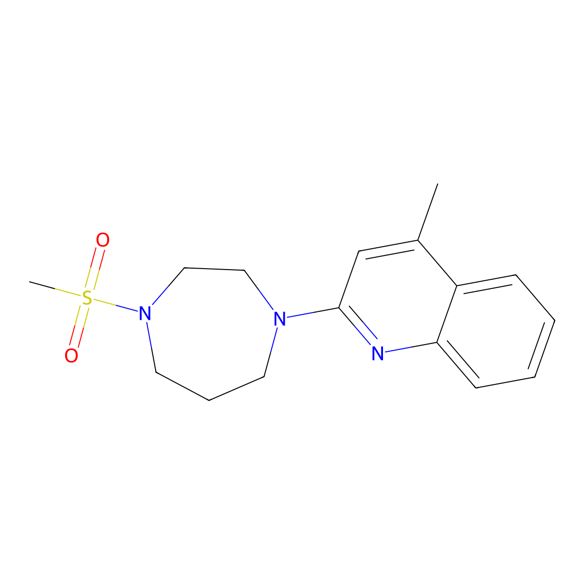 2-(4-Methanesulfonyl-1,4-diazepan-1-yl)-4-methylquinoline molecular structure, CAS 2877668-30-7