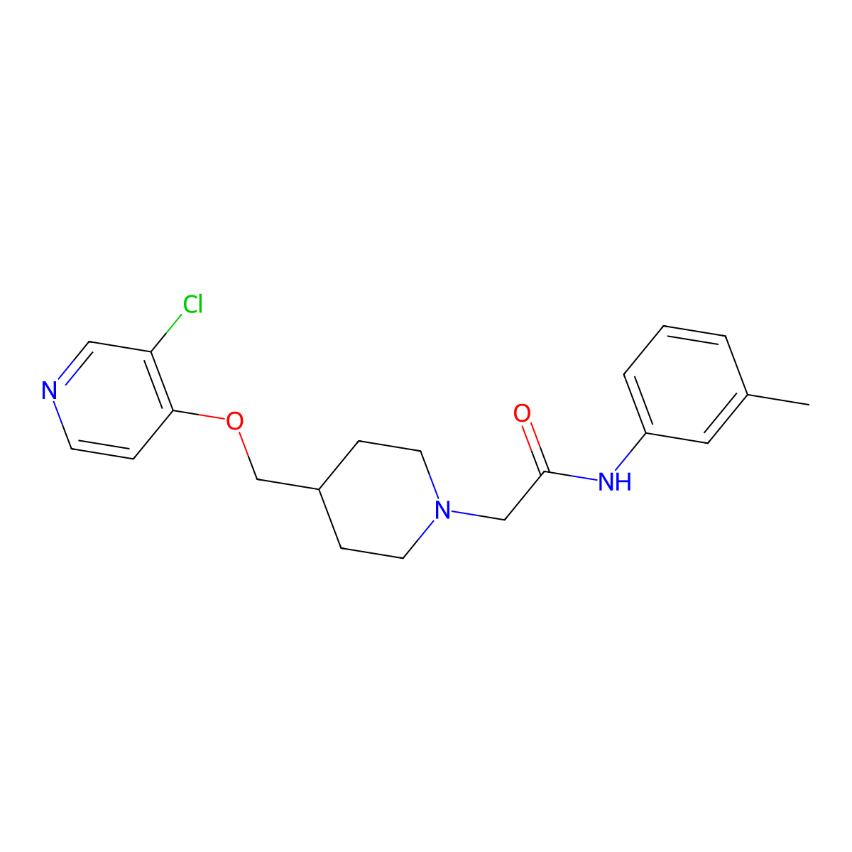2-(4-{[(3-chloropyridin-4-yl)oxy]methyl}piperidin-1-yl)-N-(3-methylphenyl)acetamide molecular structure, CAS 2877668-32-9
