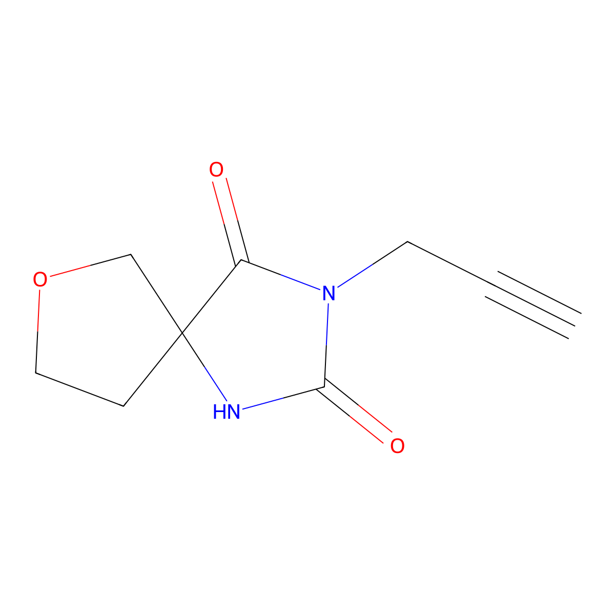 3-(Prop-2-yn-1-yl)-7-oxa-1,3-diazaspiro[4.4]nonane-2,4-dione molecular structure, CAS 2877668-33-0