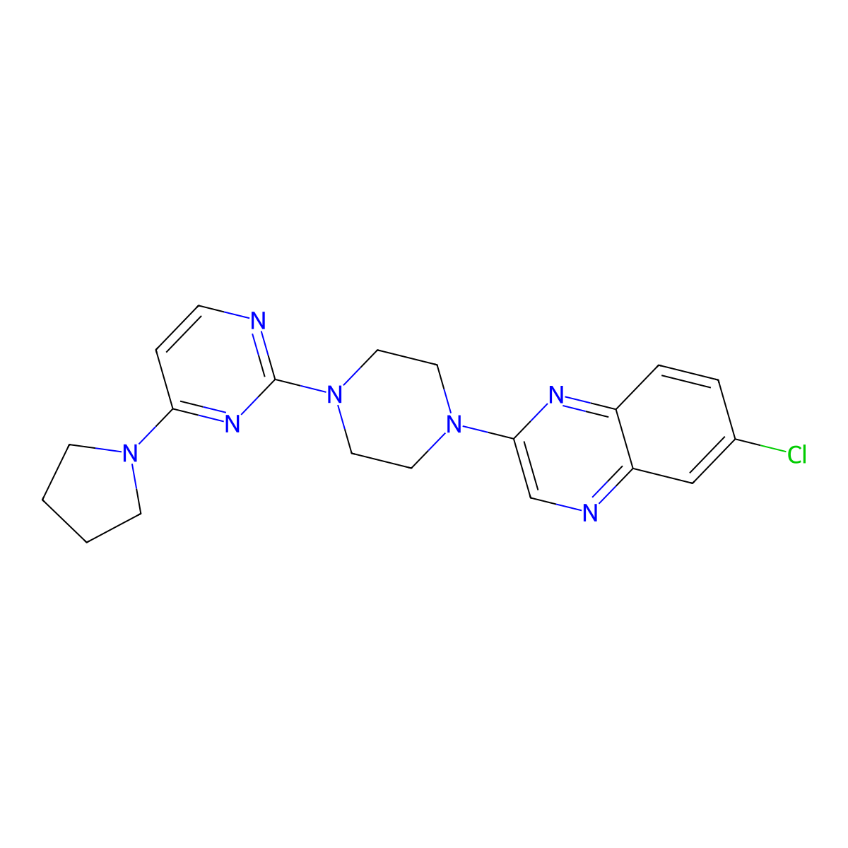 6-Chloro-2-{4-[4-(pyrrolidin-1-yl)pyrimidin-2-yl]piperazin-1-yl}quinoxaline molecular structure, CAS 2877668-39-6