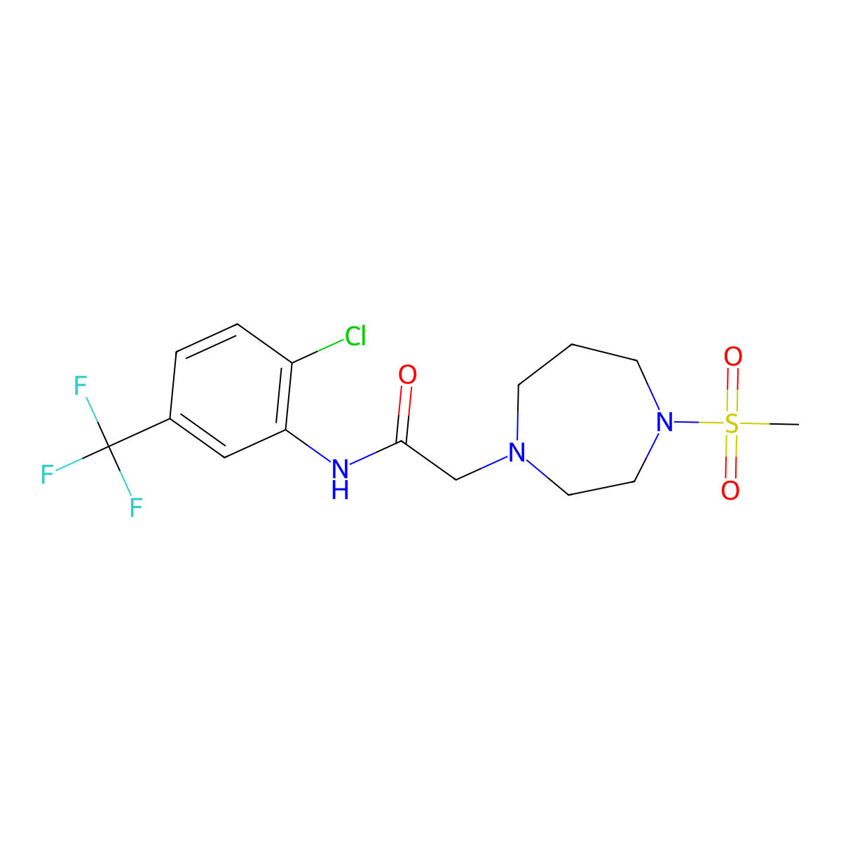 N-[2-chloro-5-(trifluoromethyl)phenyl]-2-(4-methanesulfonyl-1,4-diazepan-1-yl)acetamide molecular structure, CAS 2877668-47-6