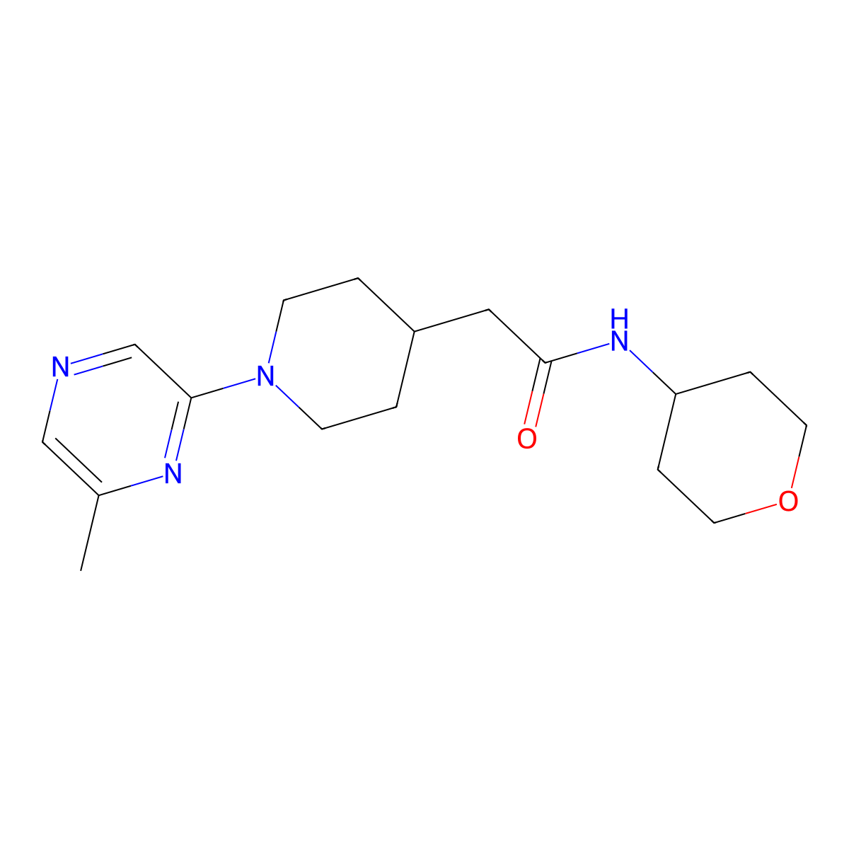 2-[1-(6-methylpyrazin-2-yl)piperidin-4-yl]-N-(oxan-4-yl)acetamide molecular structure, CAS 2877668-49-8