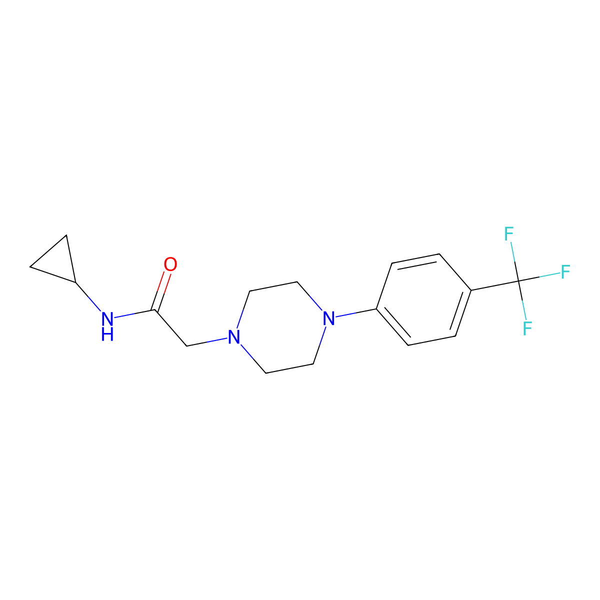 N-cyclopropyl-2-{4-[4-(trifluoromethyl)phenyl]piperazin-1-yl}acetamide molecular structure, CAS 2877668-61-4