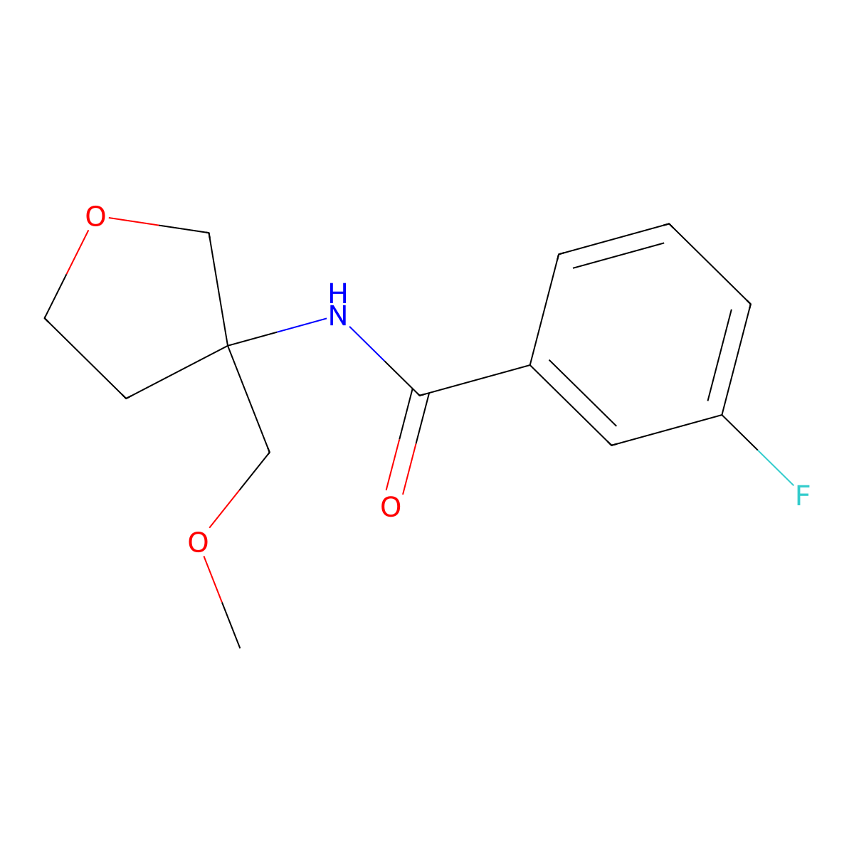 3-fluoro-N-[3-(methoxymethyl)oxolan-3-yl]benzamide molecular structure, CAS 2877668-66-9