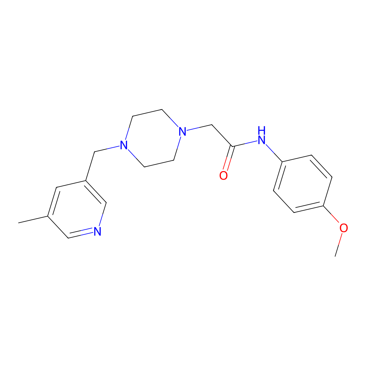 N-(4-methoxyphenyl)-2-{4-[(5-methylpyridin-3-yl)methyl]piperazin-1-yl}acetamide molecular structure, CAS 2877668-68-1