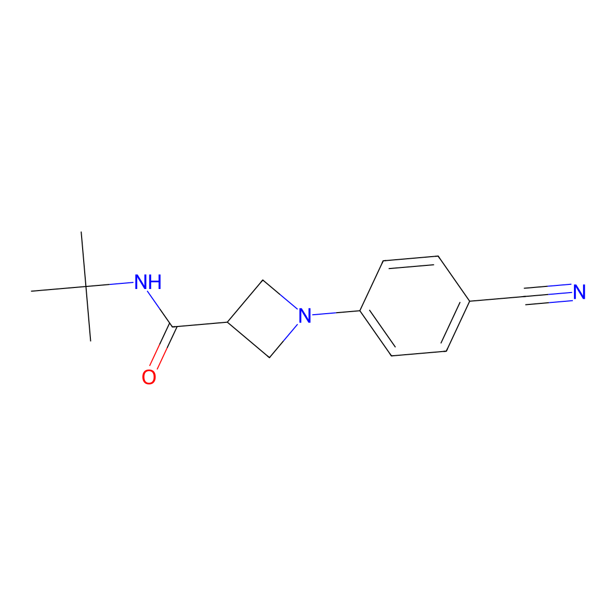 N-tert-butyl-1-(4-cyanophenyl)azetidine-3-carboxamide molecular structure, CAS 2877668-74-9