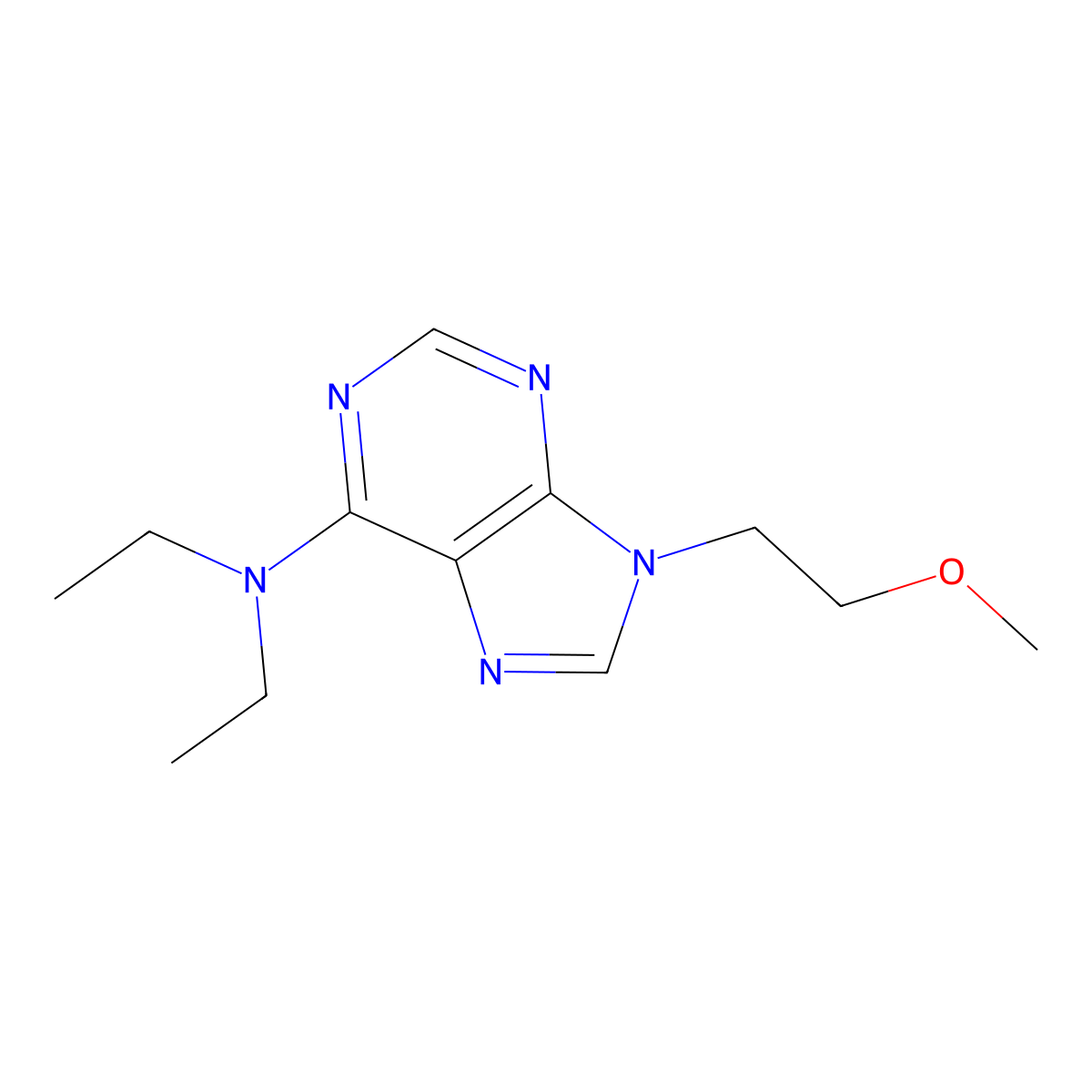 N,N-diethyl-9-(2-methoxyethyl)-9H-purin-6-amine molecular structure, CAS 2877668-78-3