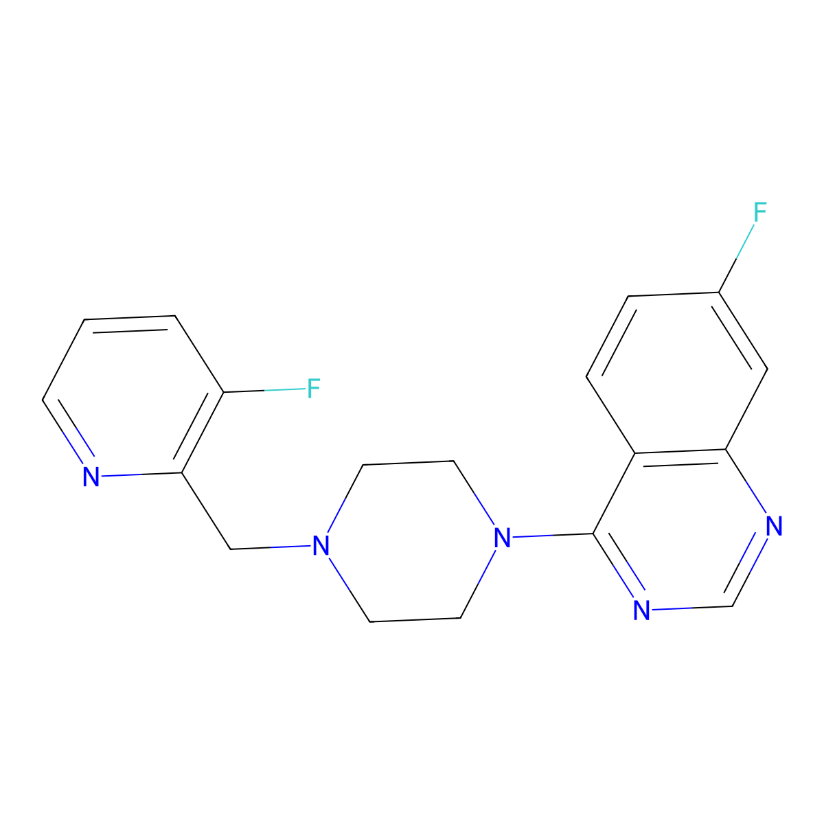 7-Fluoro-4-{4-[(3-fluoropyridin-2-yl)methyl]piperazin-1-yl}quinazoline molecular structure, CAS 2877668-81-8