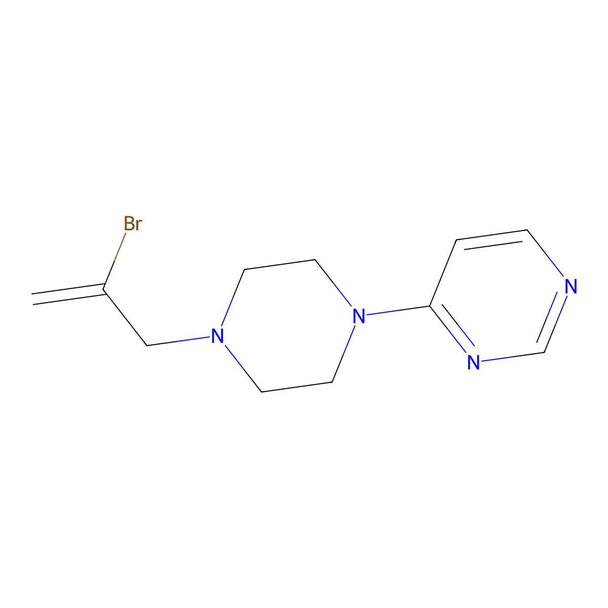 4-[4-(2-Bromoprop-2-en-1-yl)piperazin-1-yl]pyrimidine molecular structure, CAS 2877668-89-6