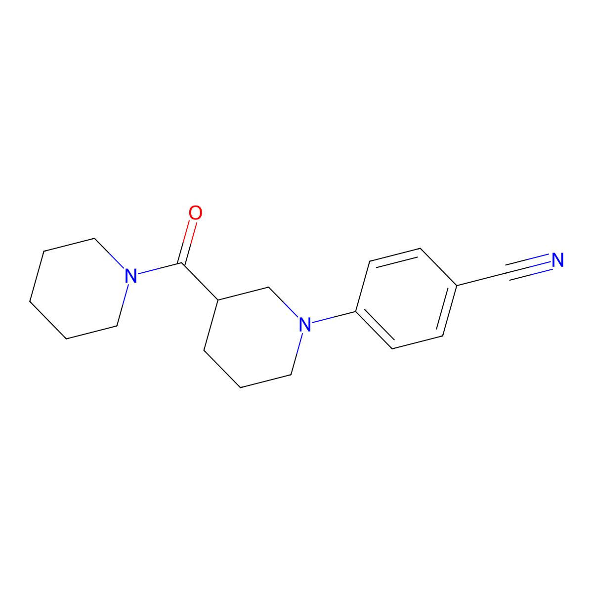 4-[3-(Piperidine-1-carbonyl)piperidin-1-yl]benzonitrile molecular structure, CAS 2877668-92-1
