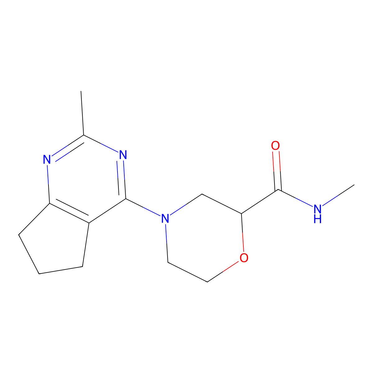 N-methyl-4-{2-methyl-5H,6H,7H-cyclopenta[d]pyrimidin-4-yl}morpholine-2-carboxamide molecular structure, CAS 2877668-93-2