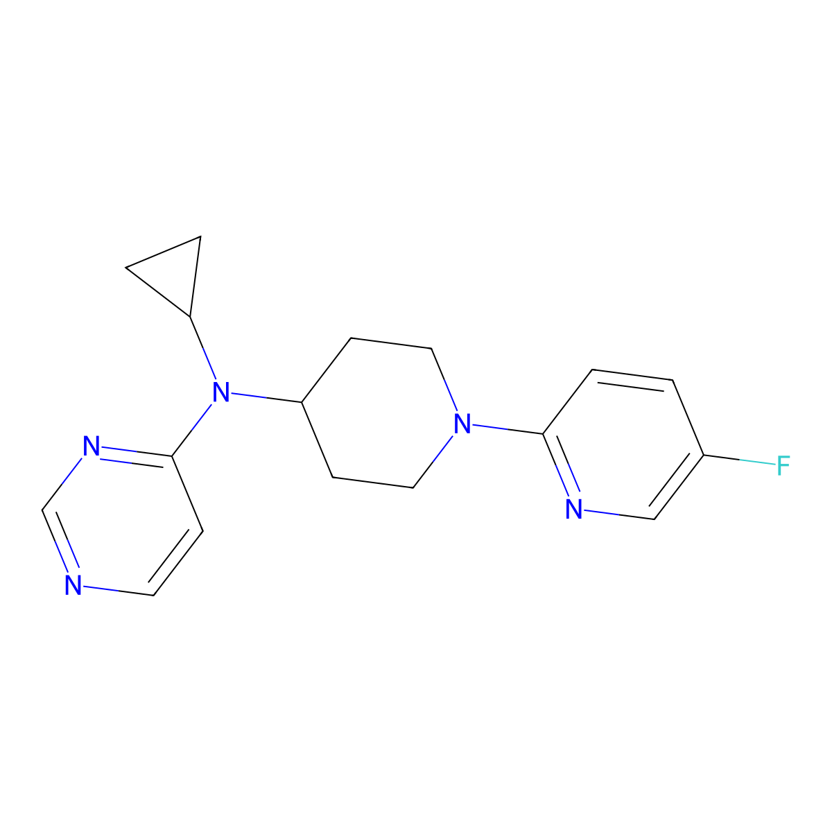 N-cyclopropyl-N-[1-(5-fluoropyridin-2-yl)piperidin-4-yl]pyrimidin-4-amine molecular structure, CAS 2877668-95-4