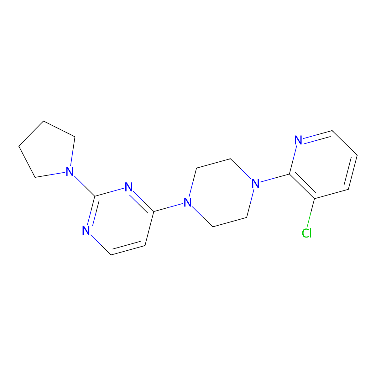 4-[4-(3-Chloropyridin-2-yl)piperazin-1-yl]-2-(pyrrolidin-1-yl)pyrimidine molecular structure, CAS 2877668-96-5
