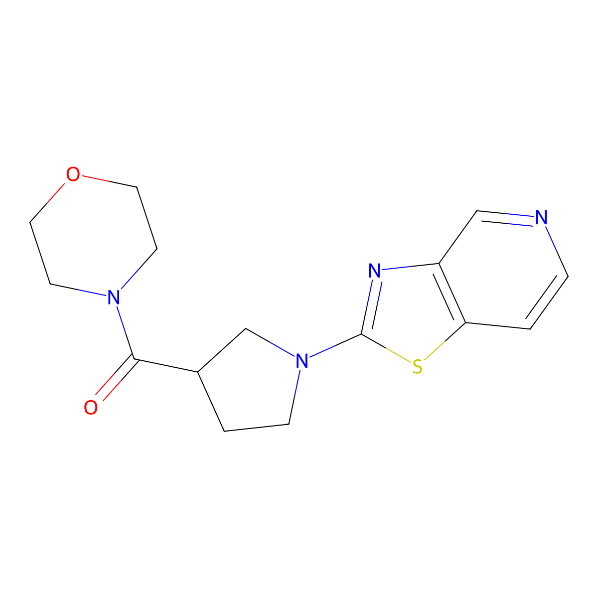 4-(1-{[1,3]Thiazolo[4,5-c]pyridin-2-yl}pyrrolidine-3-carbonyl)morpholine molecular structure, CAS 2877669-04-8