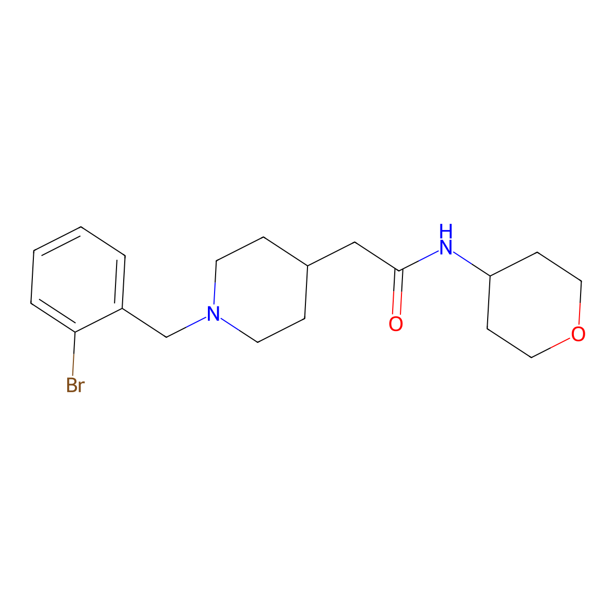 2-{1-[(2-bromophenyl)methyl]piperidin-4-yl}-N-(oxan-4-yl)acetamide molecular structure, CAS 2877669-08-2