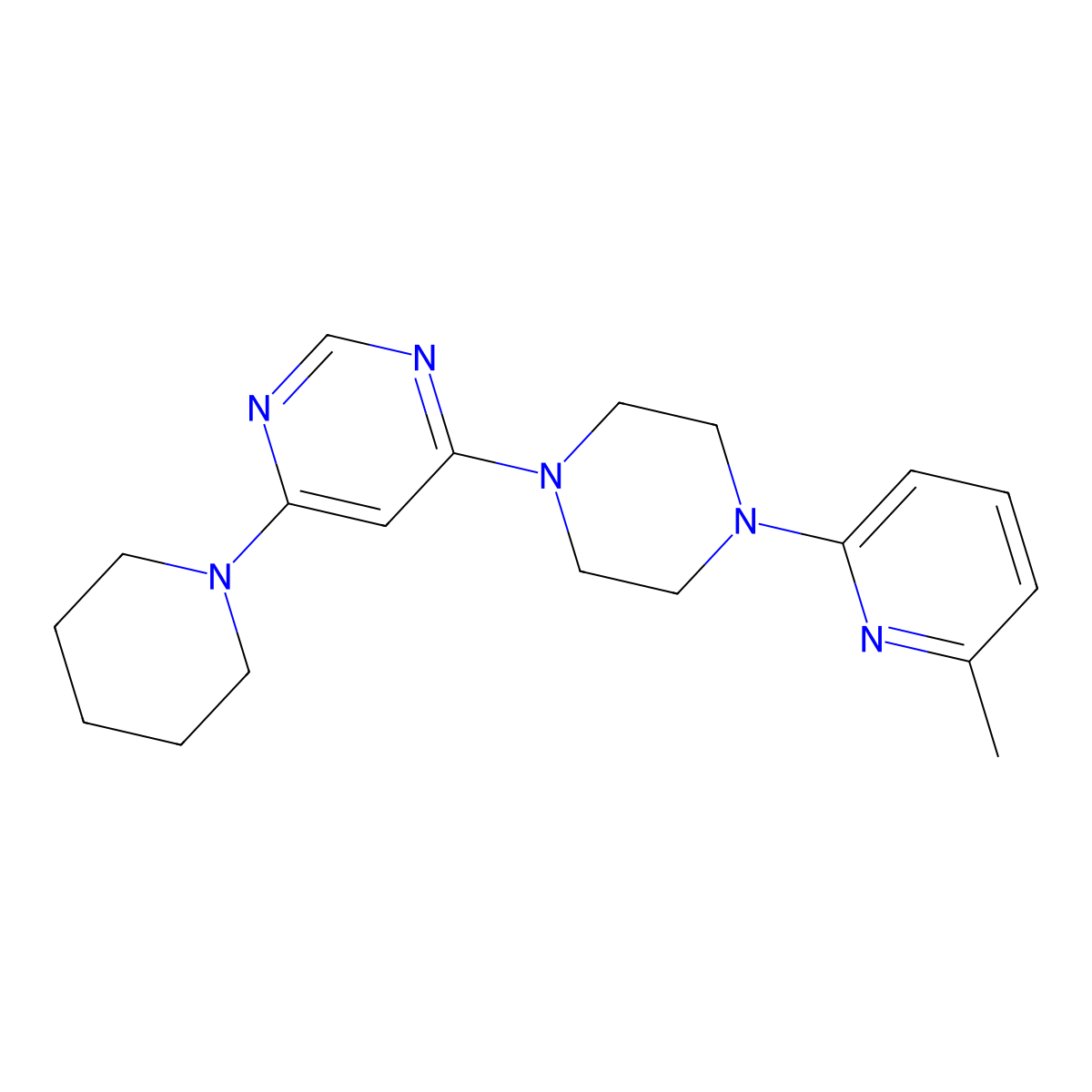 4-[4-(6-Methylpyridin-2-yl)piperazin-1-yl]-6-(piperidin-1-yl)pyrimidine molecular structure, CAS 2877669-11-7
