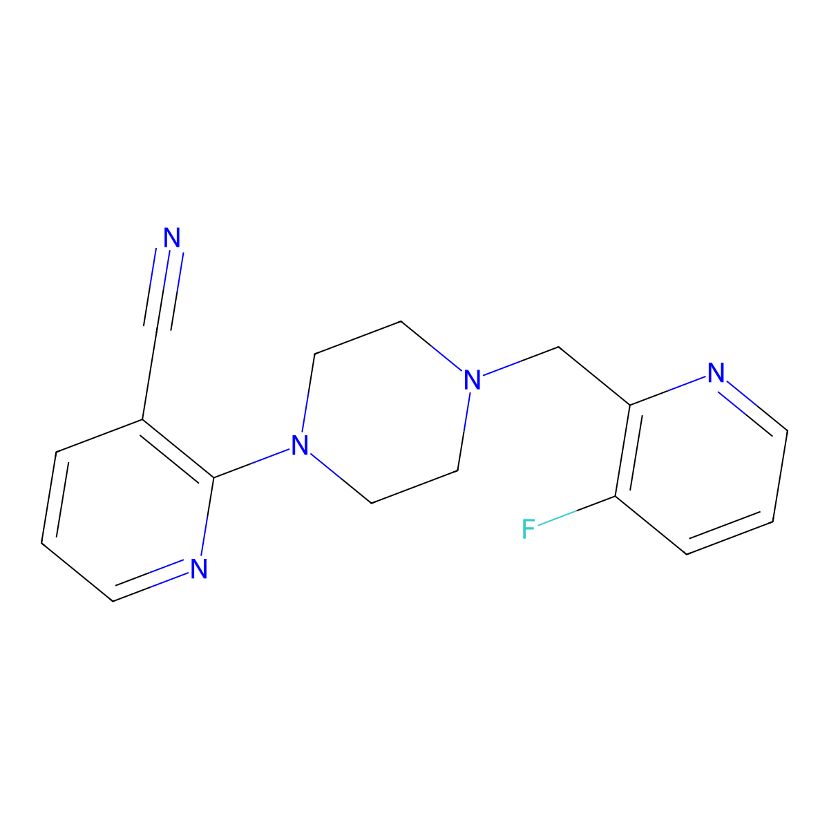 2-{4-[(3-Fluoropyridin-2-yl)methyl]piperazin-1-yl}pyridine-3-carbonitrile molecular structure, CAS 2877669-19-5