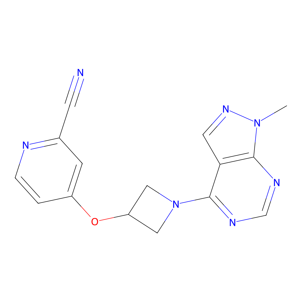 4-[(1-{1-methyl-1H-pyrazolo[3,4-d]pyrimidin-4-yl}azetidin-3-yl)oxy]pyridine-2-carbonitrile molecular structure, CAS 2877669-21-9