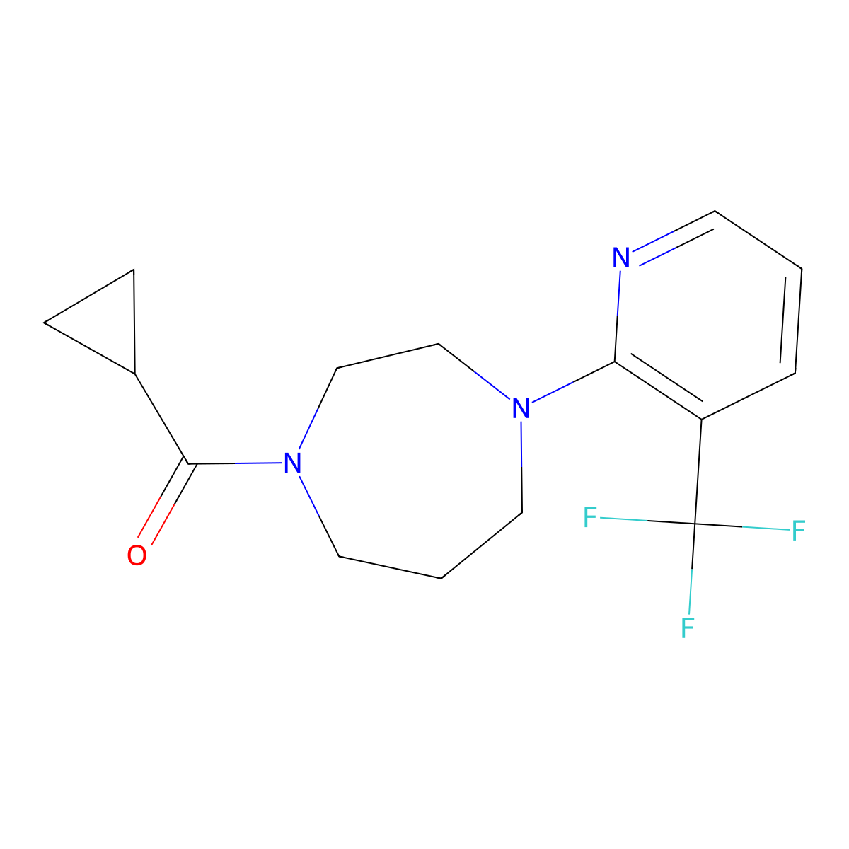 1-Cyclopropanecarbonyl-4-[3-(trifluoromethyl)pyridin-2-yl]-1,4-diazepane molecular structure, CAS 2877669-31-1