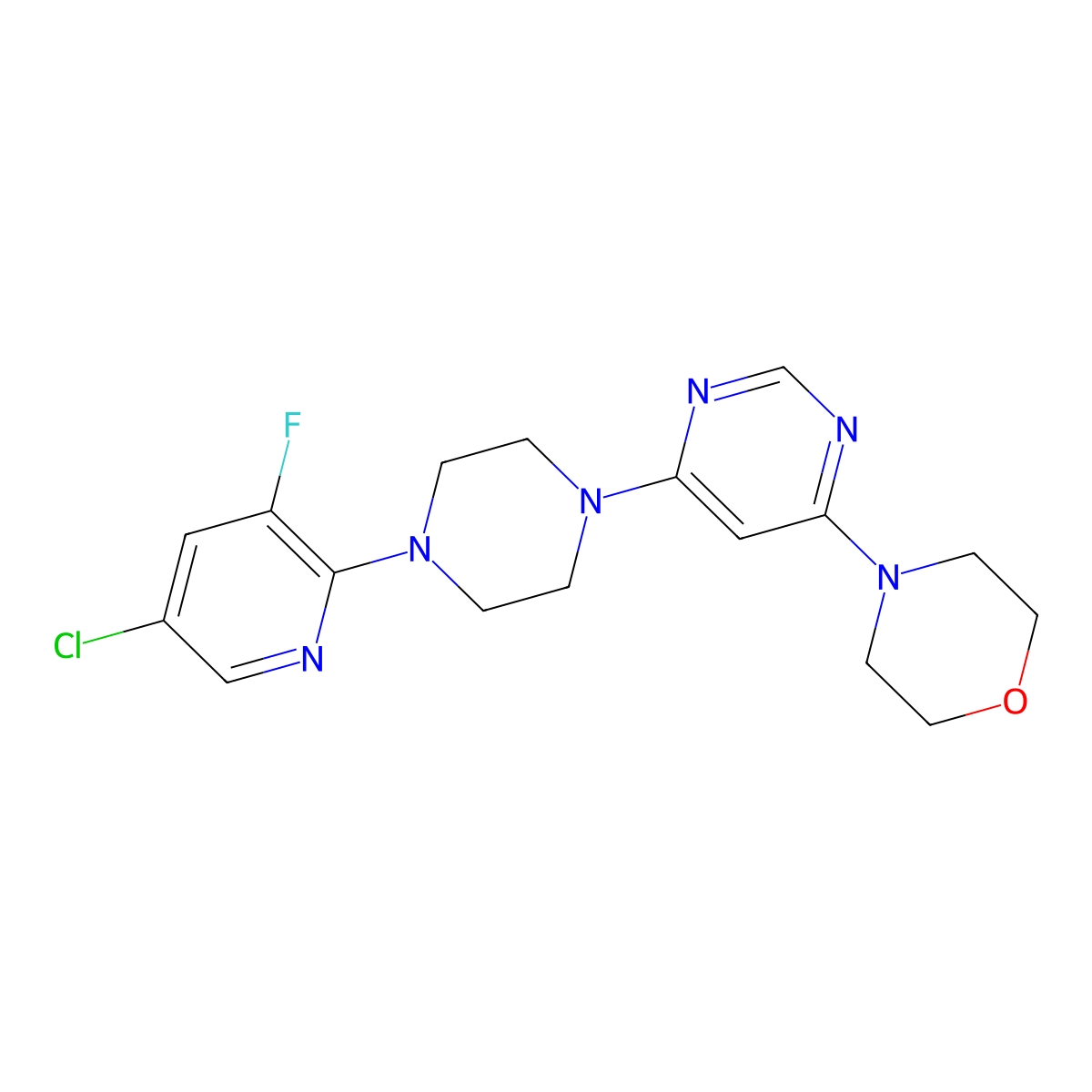 4-{6-[4-(5-Chloro-3-fluoropyridin-2-yl)piperazin-1-yl]pyrimidin-4-yl}morpholine molecular structure, CAS 2877669-37-7