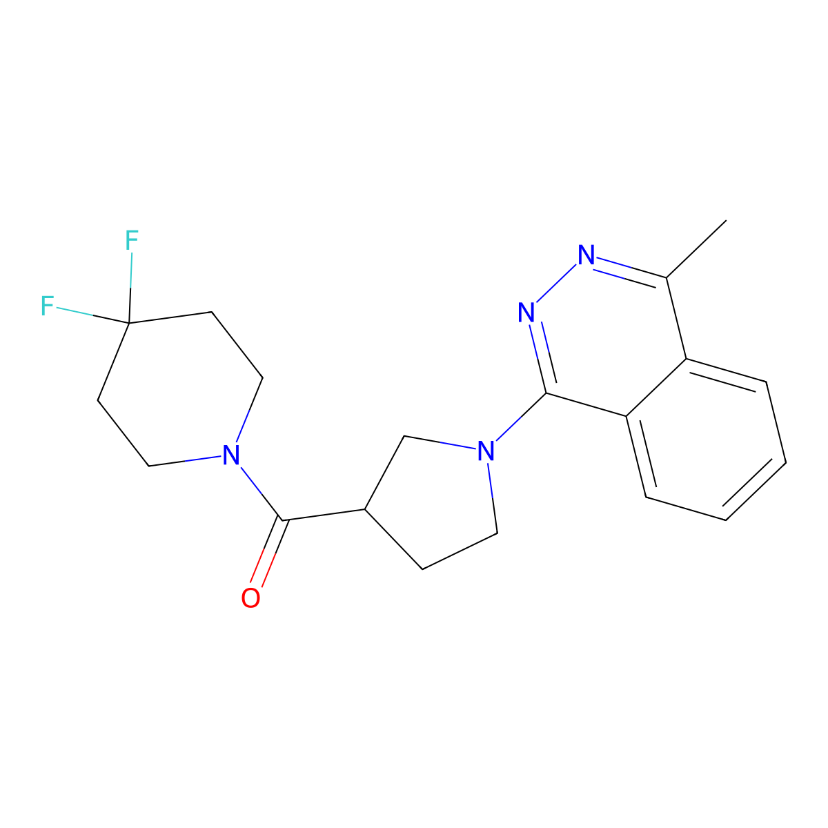 1-[3-(4,4-Difluoropiperidine-1-carbonyl)pyrrolidin-1-yl]-4-methylphthalazine molecular structure, CAS 2877669-44-6