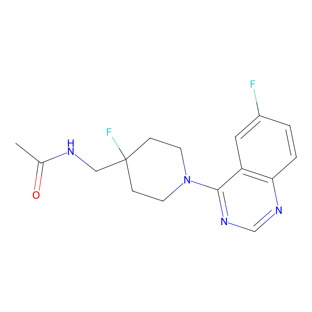 N-{[4-fluoro-1-(6-fluoroquinazolin-4-yl)piperidin-4-yl]methyl}acetamide molecular structure, CAS 2877669-51-5