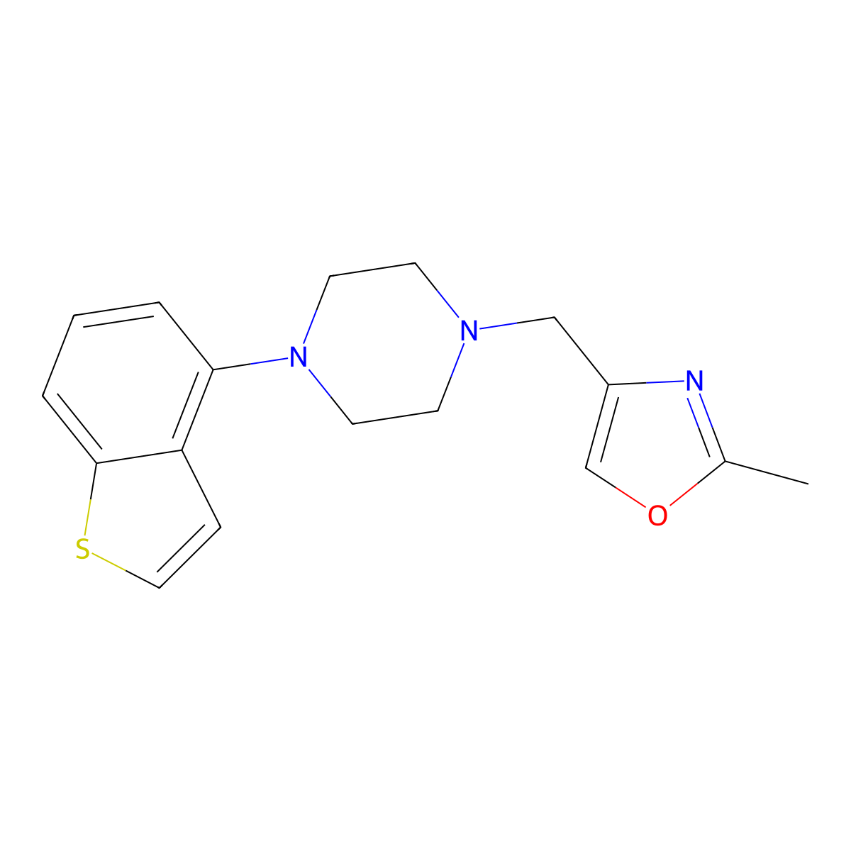 1-(1-Benzothiophen-4-yl)-4-[(2-methyl-1,3-oxazol-4-yl)methyl]piperazine molecular structure, CAS 2877669-59-3