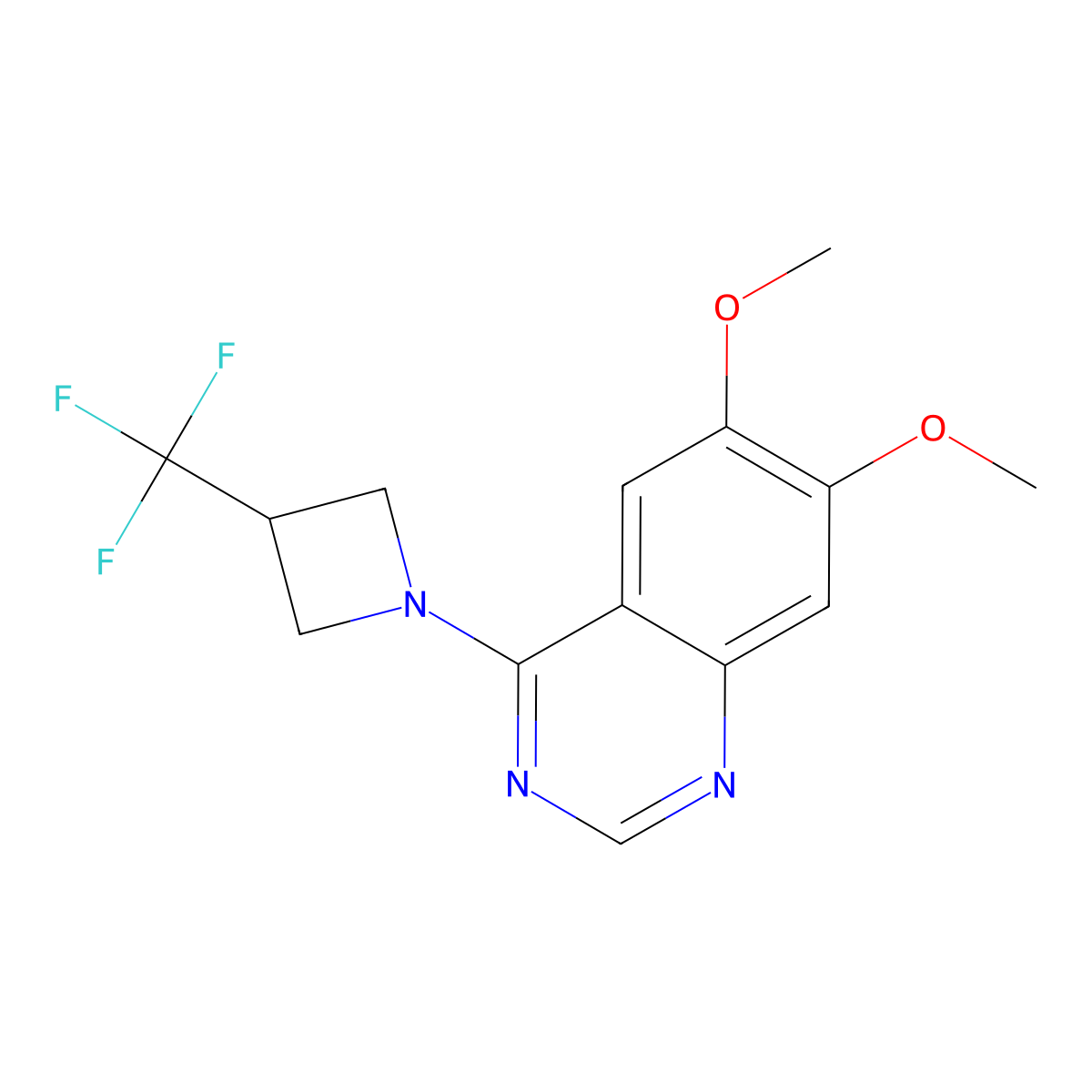 6,7-Dimethoxy-4-[3-(trifluoromethyl)azetidin-1-yl]quinazoline molecular structure, CAS 2877669-76-4