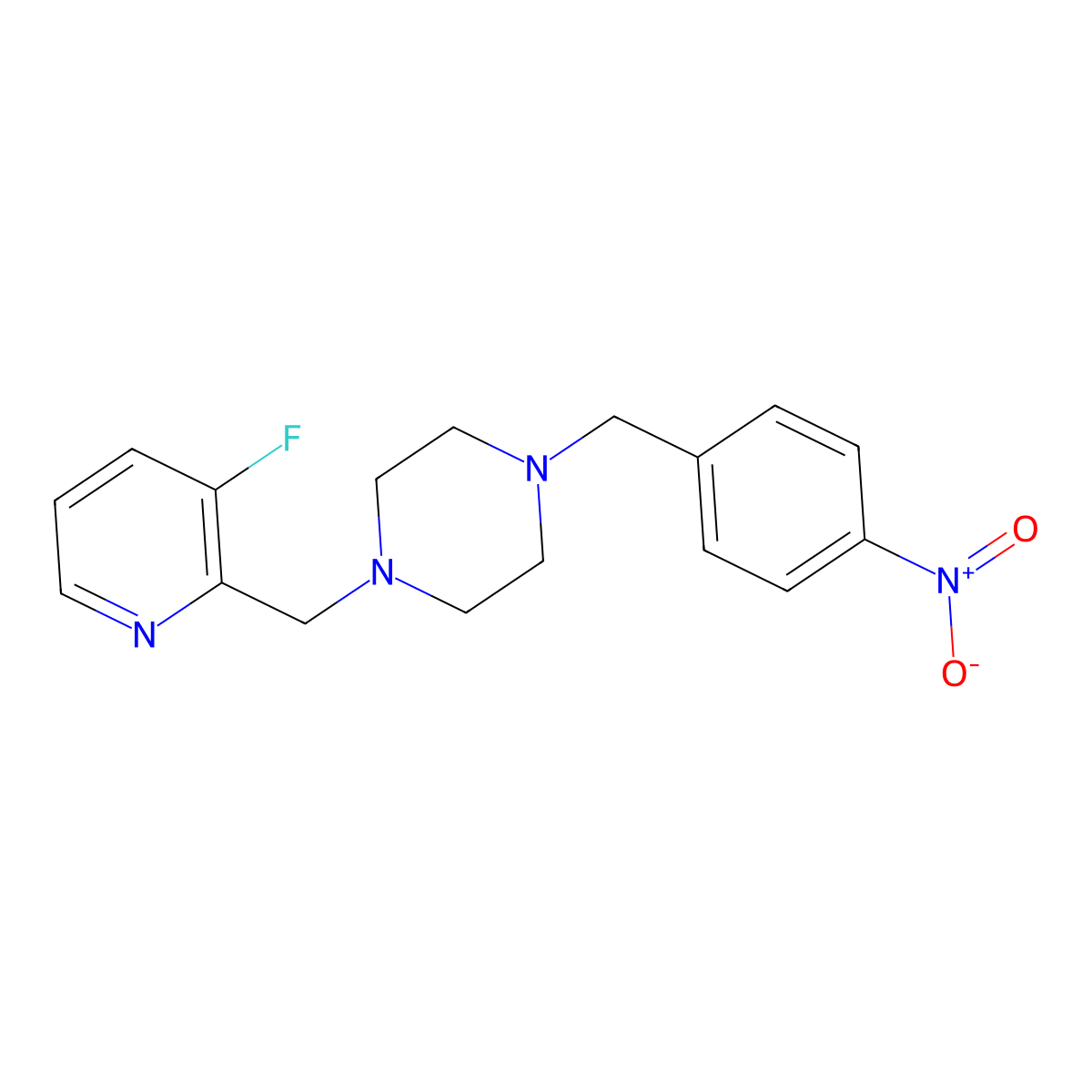 1-[(3-Fluoropyridin-2-yl)methyl]-4-[(4-nitrophenyl)methyl]piperazine molecular structure, CAS 2877669-92-4
