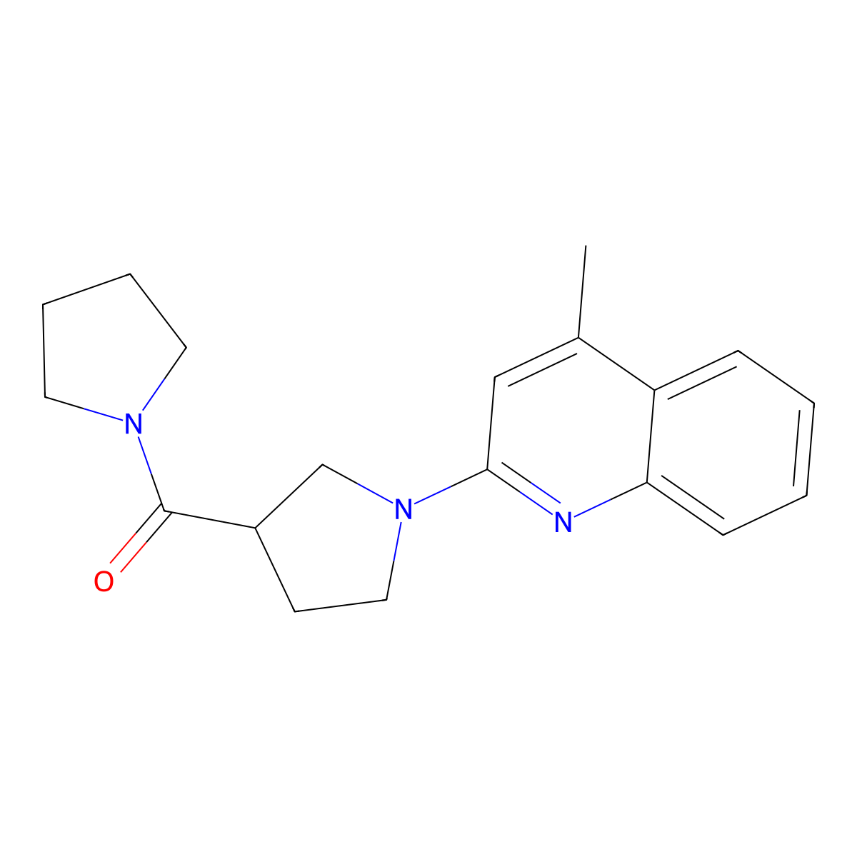4-Methyl-2-[3-(pyrrolidine-1-carbonyl)pyrrolidin-1-yl]quinoline molecular structure, CAS 2877669-96-8
