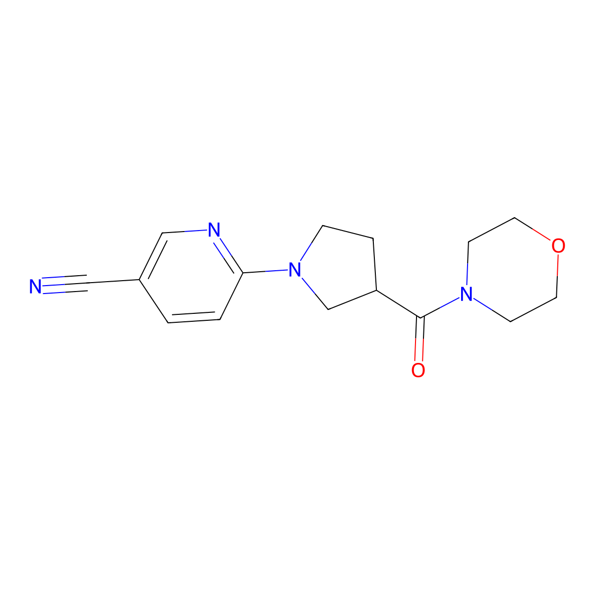 6-[3-(Morpholine-4-carbonyl)pyrrolidin-1-yl]pyridine-3-carbonitrile molecular structure, CAS 2877669-97-9