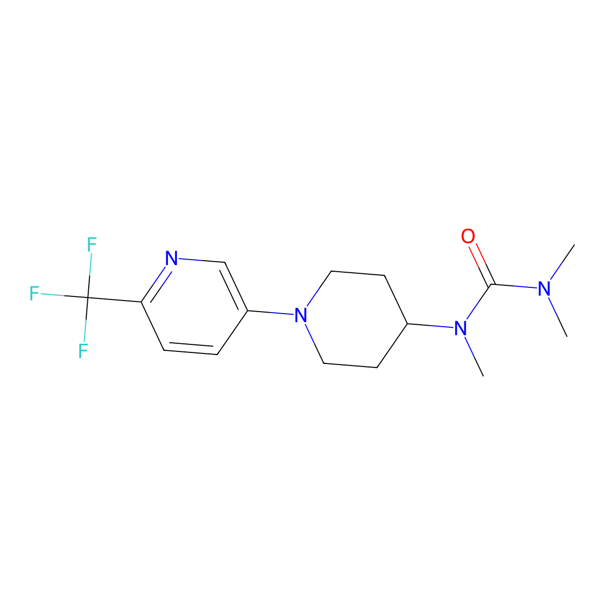 1,3,3-Trimethyl-1-{1-[6-(trifluoromethyl)pyridin-3-yl]piperidin-4-yl}urea molecular structure, CAS 2877670-08-9