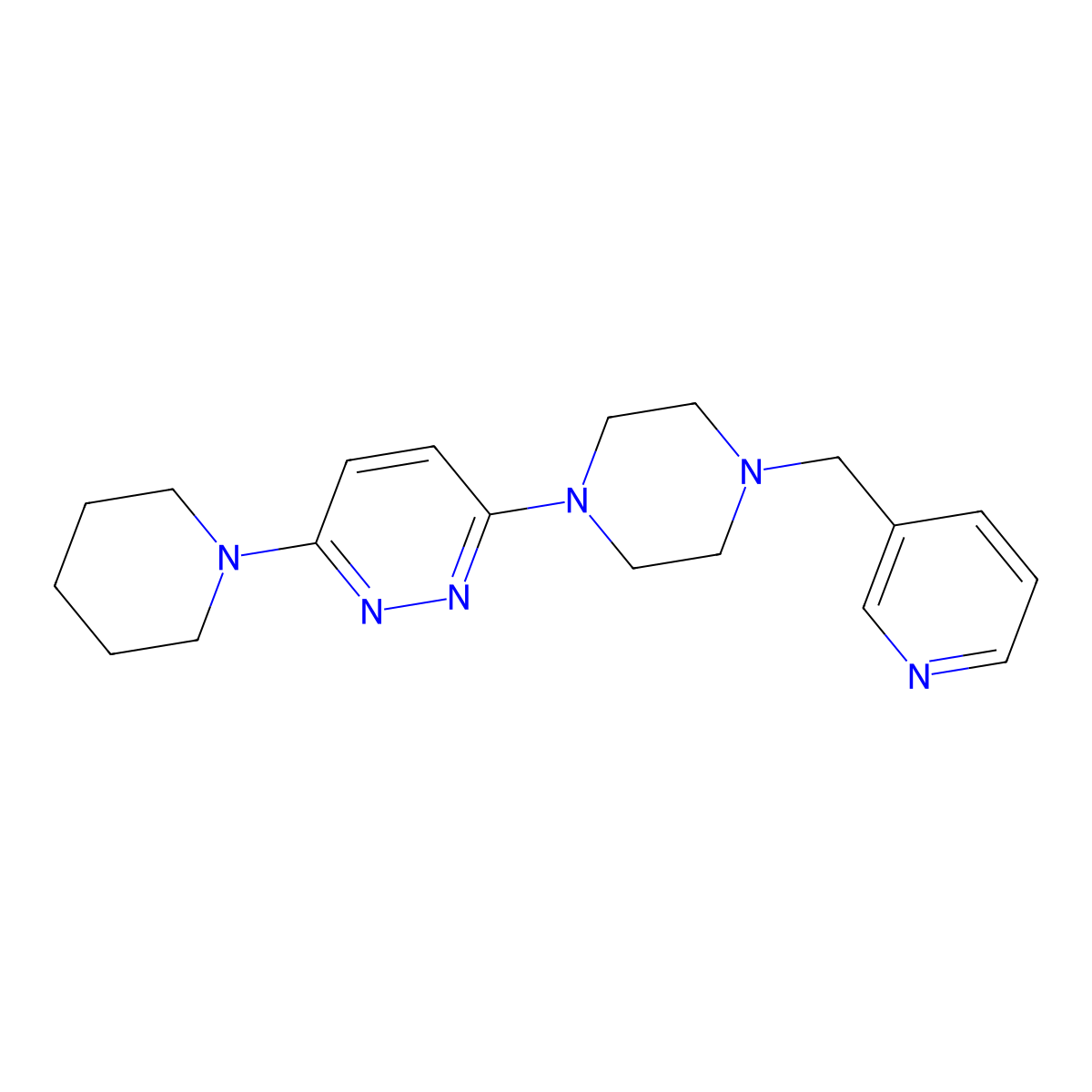 3-(Piperidin-1-yl)-6-{4-[(pyridin-3-yl)methyl]piperazin-1-yl}pyridazine molecular structure, CAS 2877670-09-0