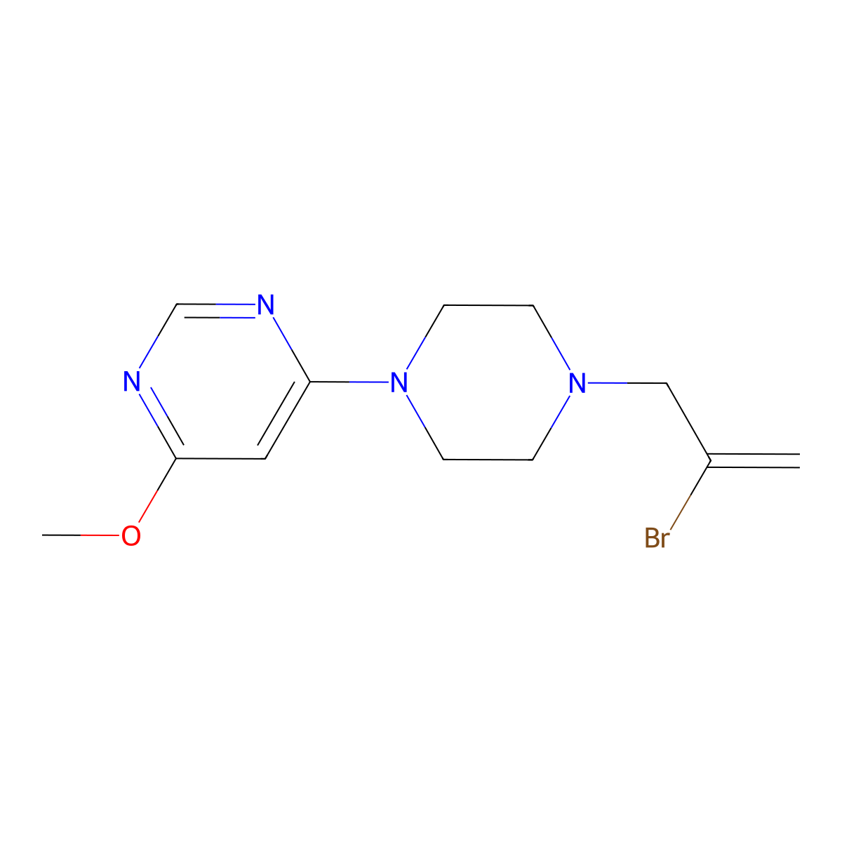 4-[4-(2-Bromoprop-2-en-1-yl)piperazin-1-yl]-6-methoxypyrimidine molecular structure, CAS 2877670-11-4