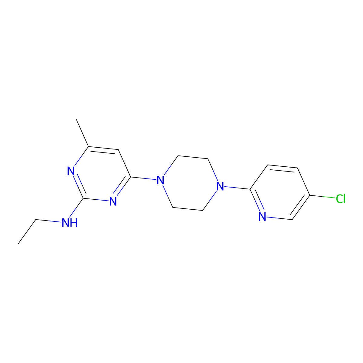 4-[4-(5-chloropyridin-2-yl)piperazin-1-yl]-N-ethyl-6-methylpyrimidin-2-amine molecular structure, CAS 2877670-21-6