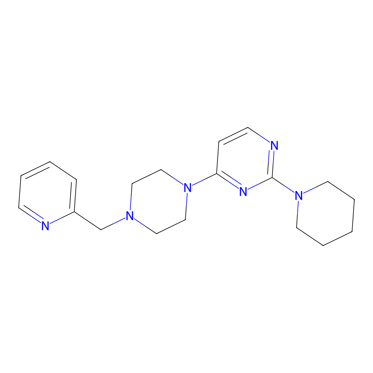 2-(Piperidin-1-yl)-4-{4-[(pyridin-2-yl)methyl]piperazin-1-yl}pyrimidine molecular structure, CAS 2877670-27-2