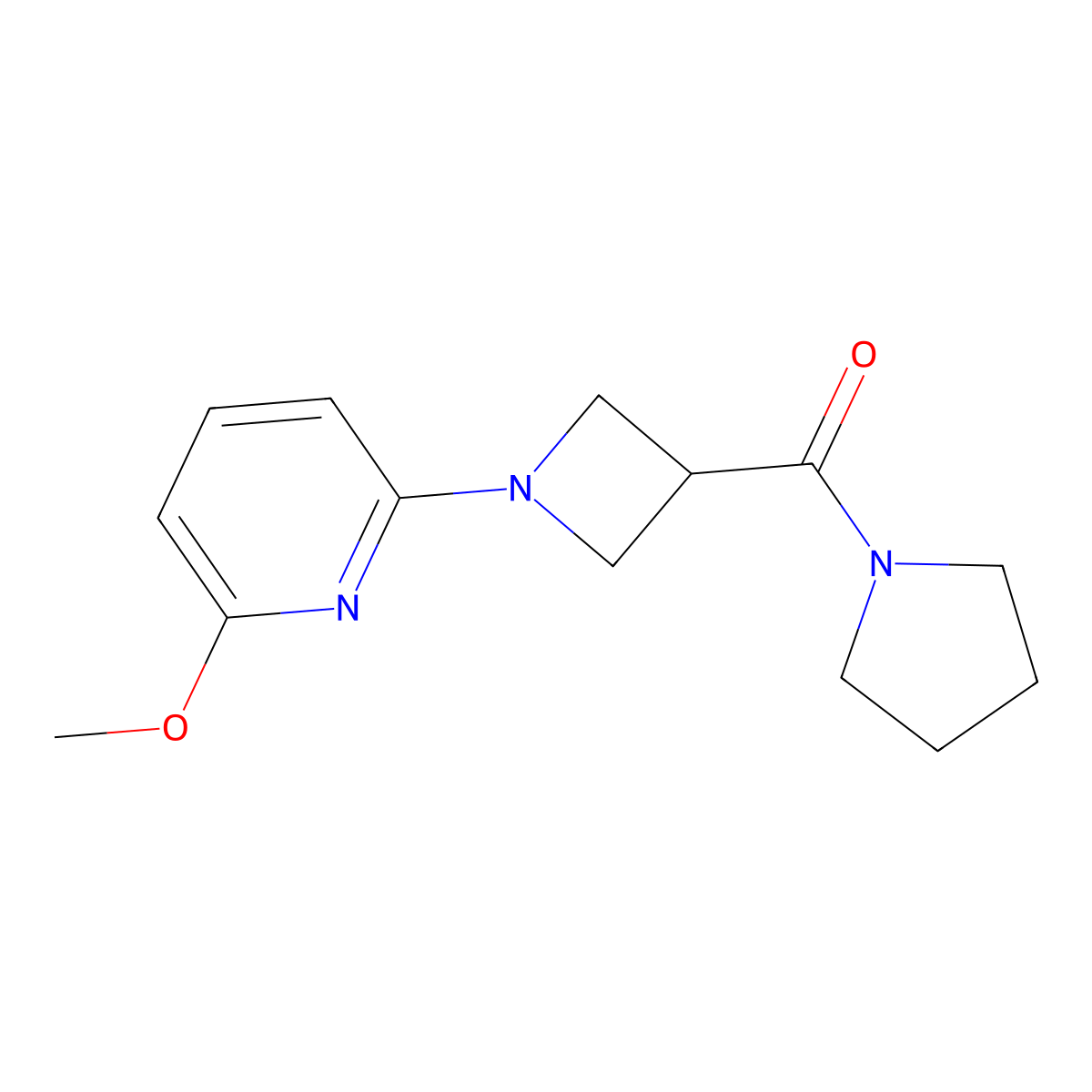 2-Methoxy-6-[3-(pyrrolidine-1-carbonyl)azetidin-1-yl]pyridine molecular structure, CAS 2877670-28-3
