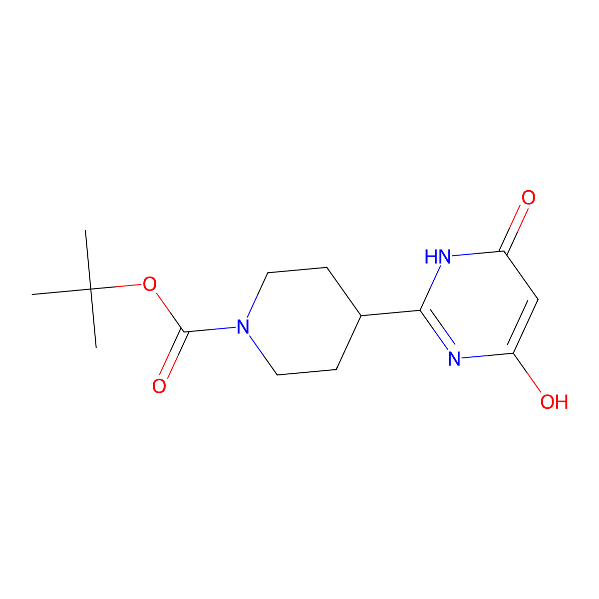Tert-butyl 4-(4,6-dihydroxypyrimidin-2-yl)piperidine-1-carboxylate molecular structure, CAS 2877670-30-7