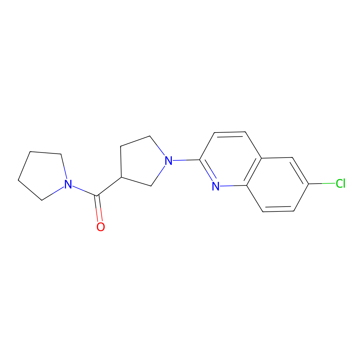 6-Chloro-2-[3-(pyrrolidine-1-carbonyl)pyrrolidin-1-yl]quinoline molecular structure, CAS 2877670-32-9