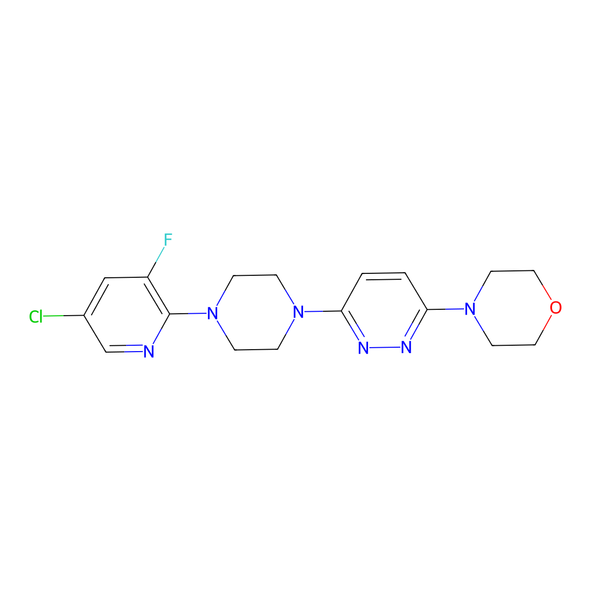 4-{6-[4-(5-Chloro-3-fluoropyridin-2-yl)piperazin-1-yl]pyridazin-3-yl}morpholine molecular structure, CAS 2877670-38-5