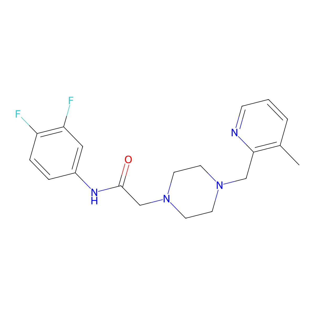 N-(3,4-difluorophenyl)-2-[4-[(3-methylpyridin-2-yl)methyl]piperazin-1-yl]acetamide molecular structure, CAS 2877670-39-6