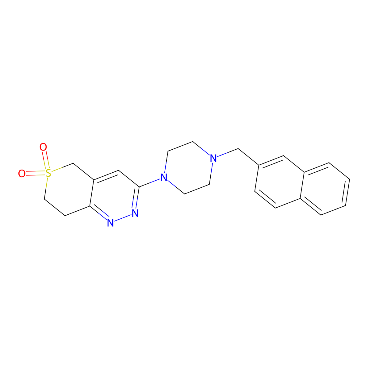 3-[4-(naphthalen-2-ylmethyl)piperazin-1-yl]-7,8-dihydro-5H-thiopyrano[4,3-c]pyridazine 6,6-dioxide molecular structure, CAS 2877670-43-2