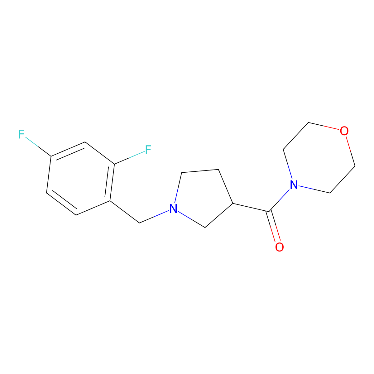 4-{1-[(2,4-Difluorophenyl)methyl]pyrrolidine-3-carbonyl}morpholine molecular structure, CAS 2877670-48-7