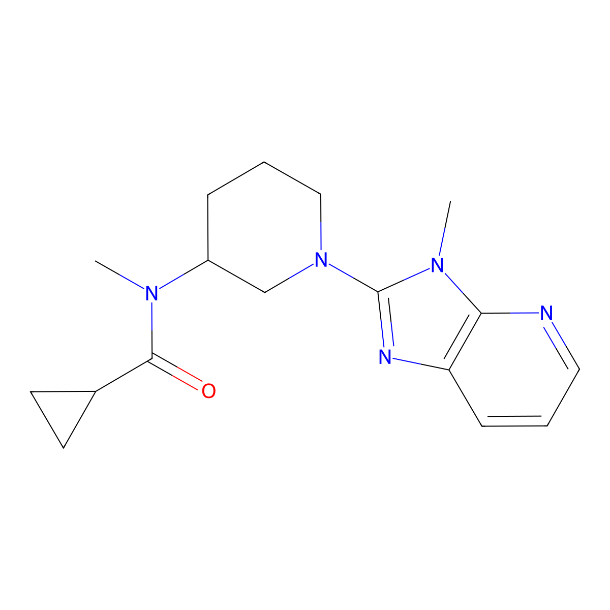 N-methyl-N-(1-{3-methyl-3H-imidazo[4,5-b]pyridin-2-yl}piperidin-3-yl)cyclopropanecarboxamide molecular structure, CAS 2877670-51-2