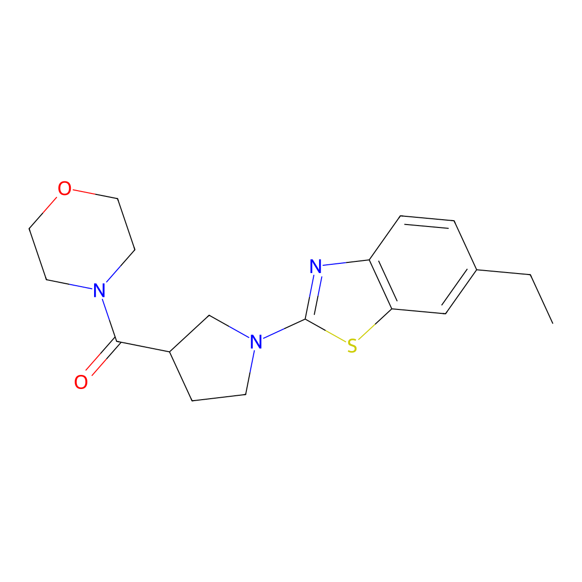 6-Ethyl-2-[3-(morpholine-4-carbonyl)pyrrolidin-1-yl]-1,3-benzothiazole molecular structure, CAS 2877671-42-4