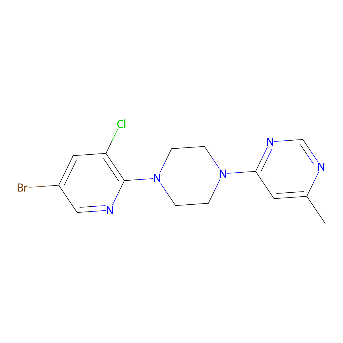4-[4-(5-Bromo-3-chloropyridin-2-yl)piperazin-1-yl]-6-methylpyrimidine molecular structure, CAS 2877671-49-1