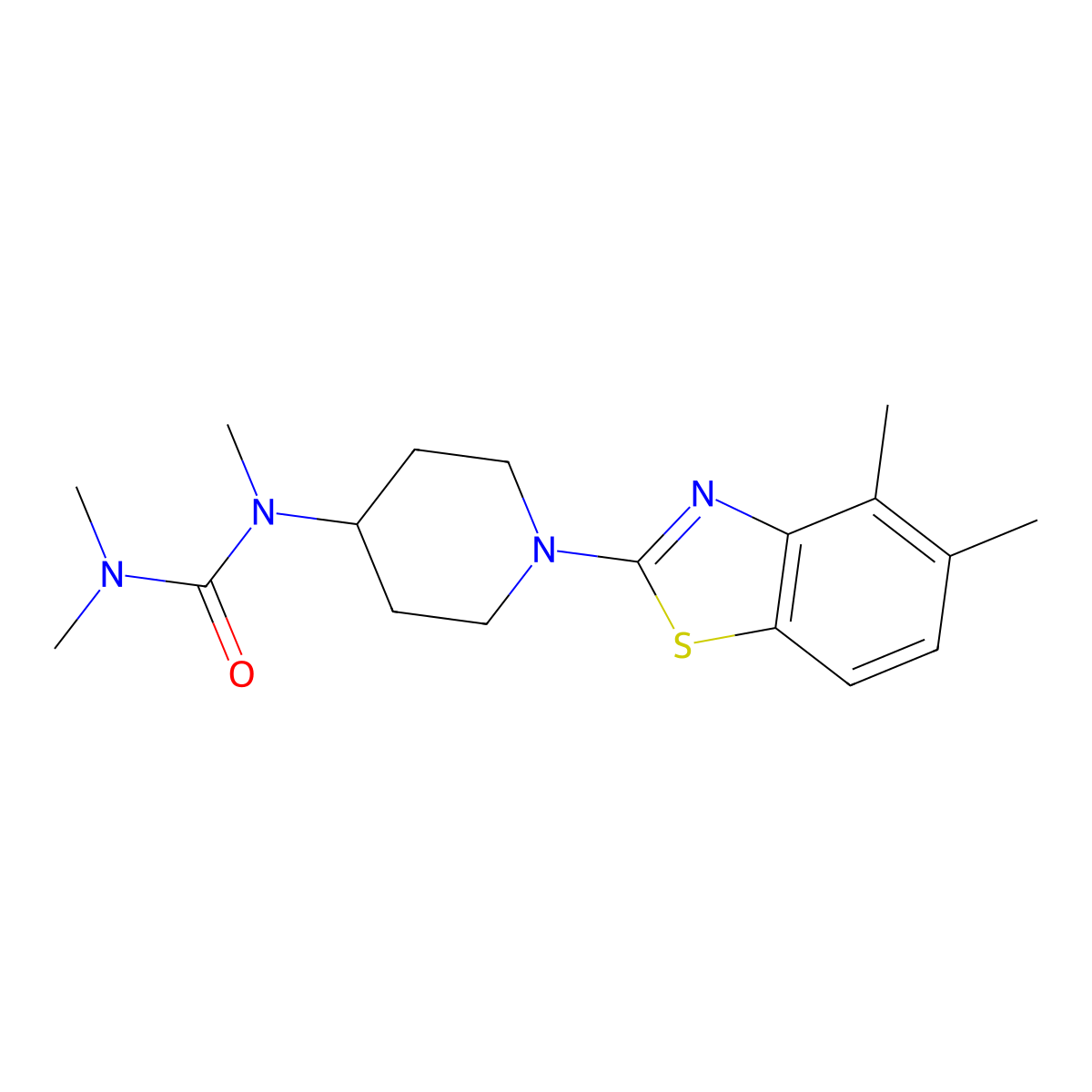 1-[1-(4,5-Dimethyl-1,3-benzothiazol-2-yl)piperidin-4-yl]-1,3,3-trimethylurea molecular structure, CAS 2877671-53-7