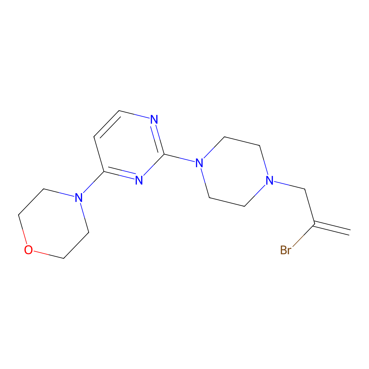 4-{2-[4-(2-Bromoprop-2-en-1-yl)piperazin-1-yl]pyrimidin-4-yl}morpholine molecular structure, CAS 2877671-56-0