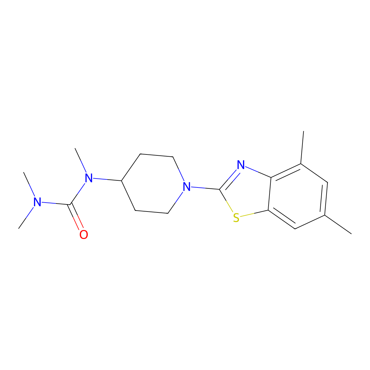1-[1-(4,6-Dimethyl-1,3-benzothiazol-2-yl)piperidin-4-yl]-1,3,3-trimethylurea molecular structure, CAS 2877671-57-1