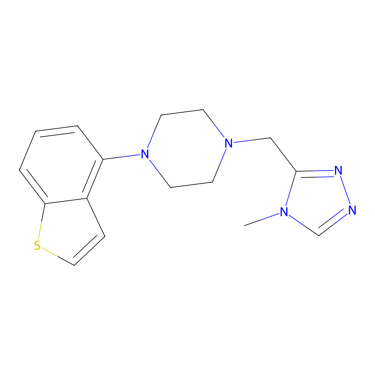 1-(1-benzothiophen-4-yl)-4-[(4-methyl-4H-1,2,4-triazol-3-yl)methyl]piperazine molecular structure, CAS 2877671-77-5